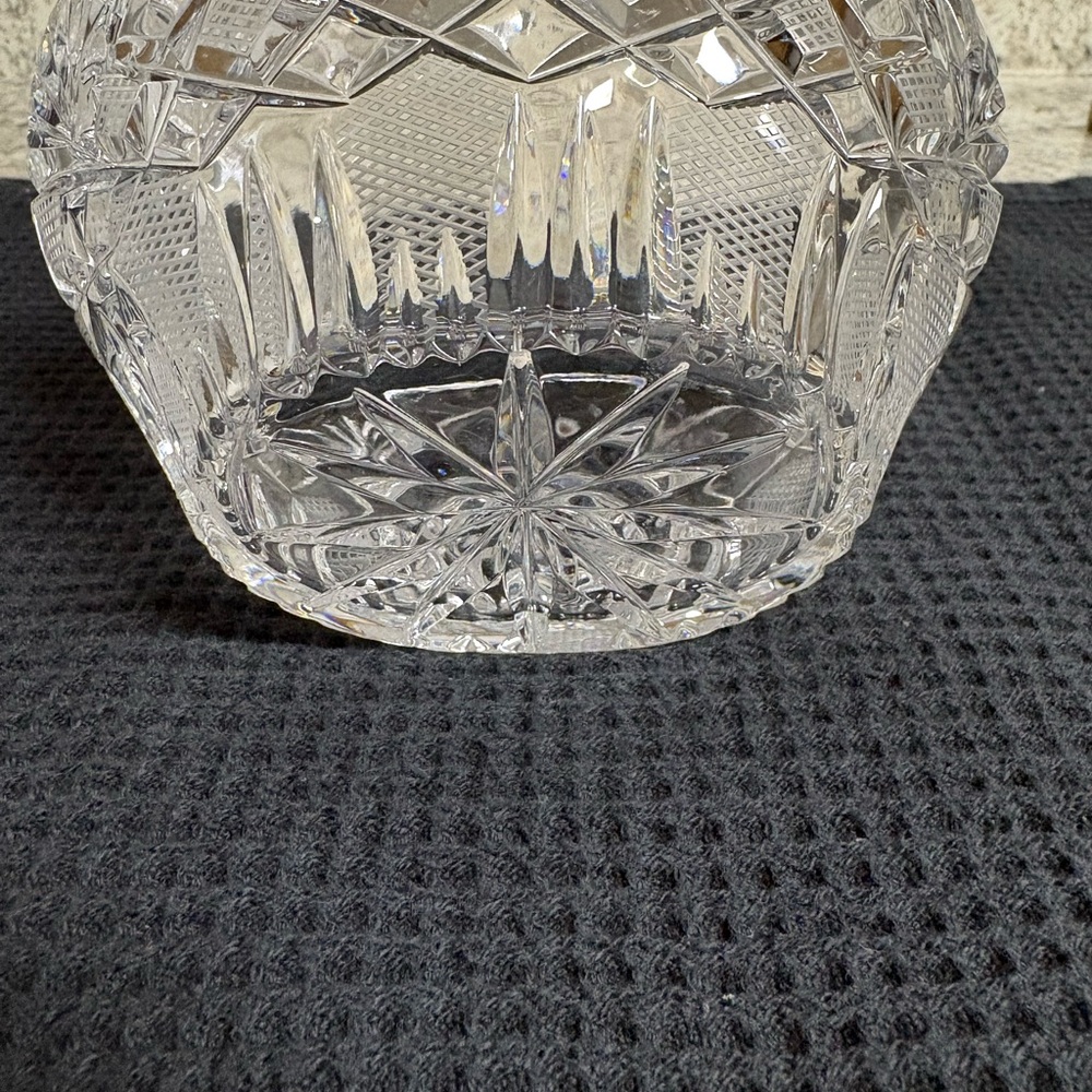 Vintage Lead Crystal Clear Cut Glass Basket with Handle Trinket Candy Dish 5" - Picture 5 of 8